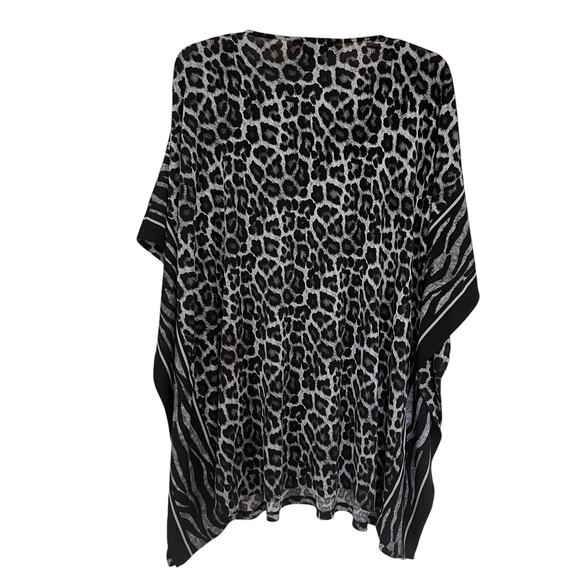 MICHAEL Michael Kors Black Leopard Animal Print Kaftan Tunic Beach Coverup 1X - Picture 5 of 7